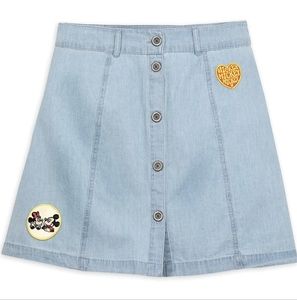 Disney parks Mickey and Minnie denim skirt with patches size large